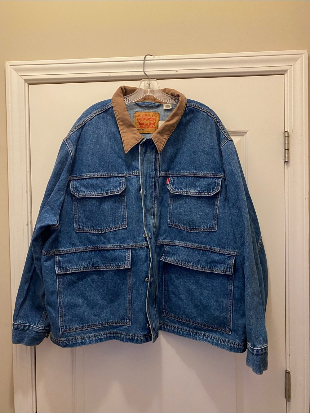 Levi's Blue Denim Jacket with Brown Collar